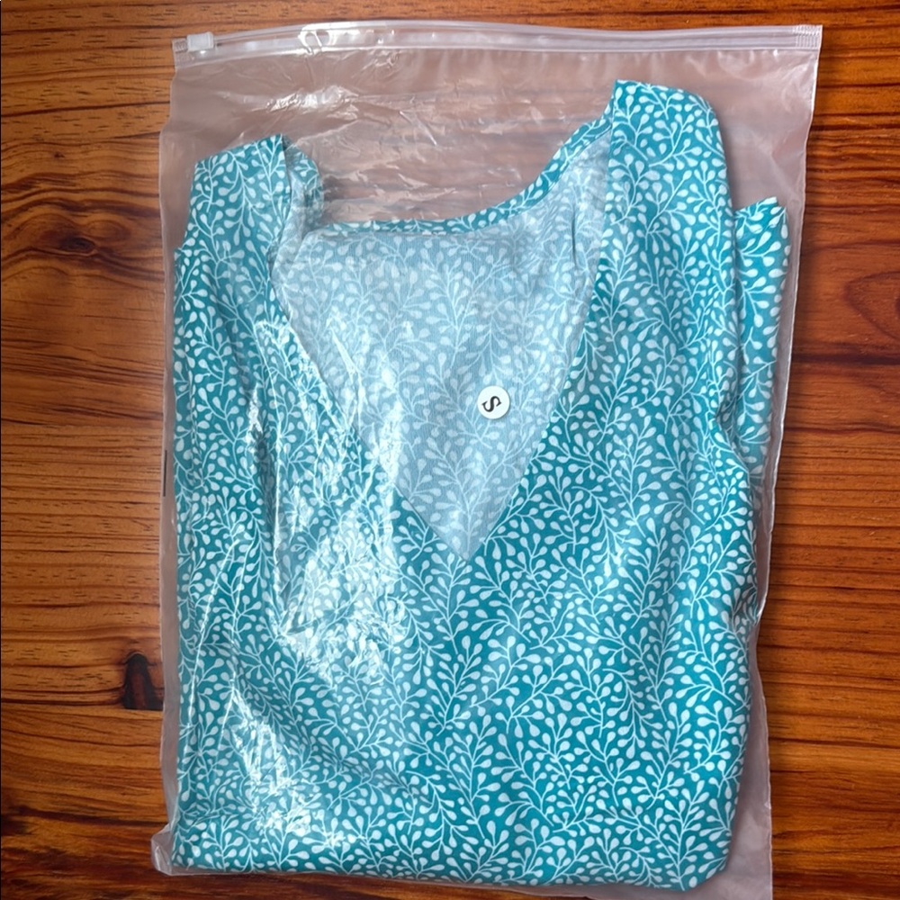 Teal Leaf Print Blouse